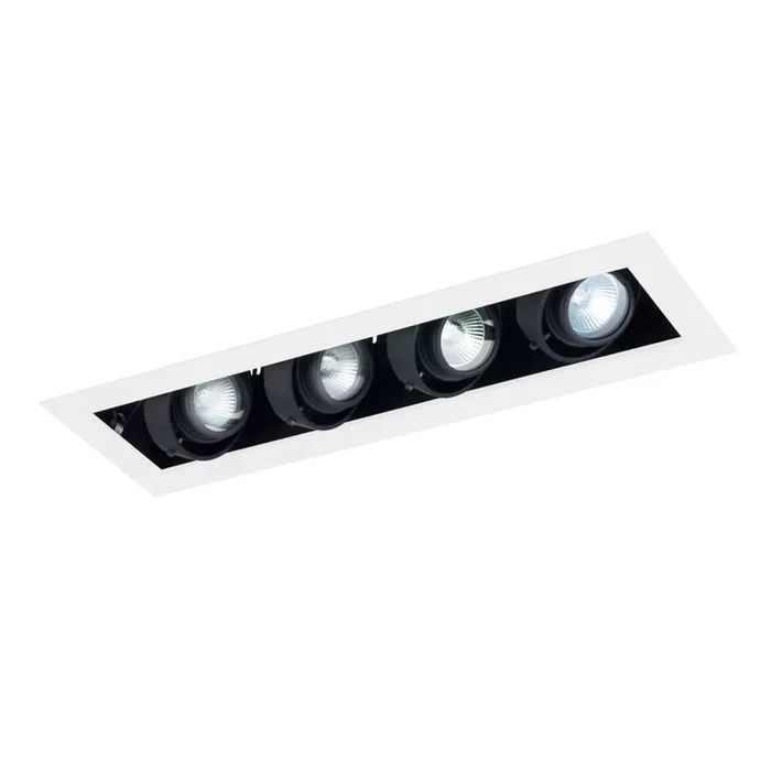 JESCO Lighting MMG1650-4EWB 4-Light Linear New Construction (Low Voltage), White Trim, Black Gimbal, Black Interior
